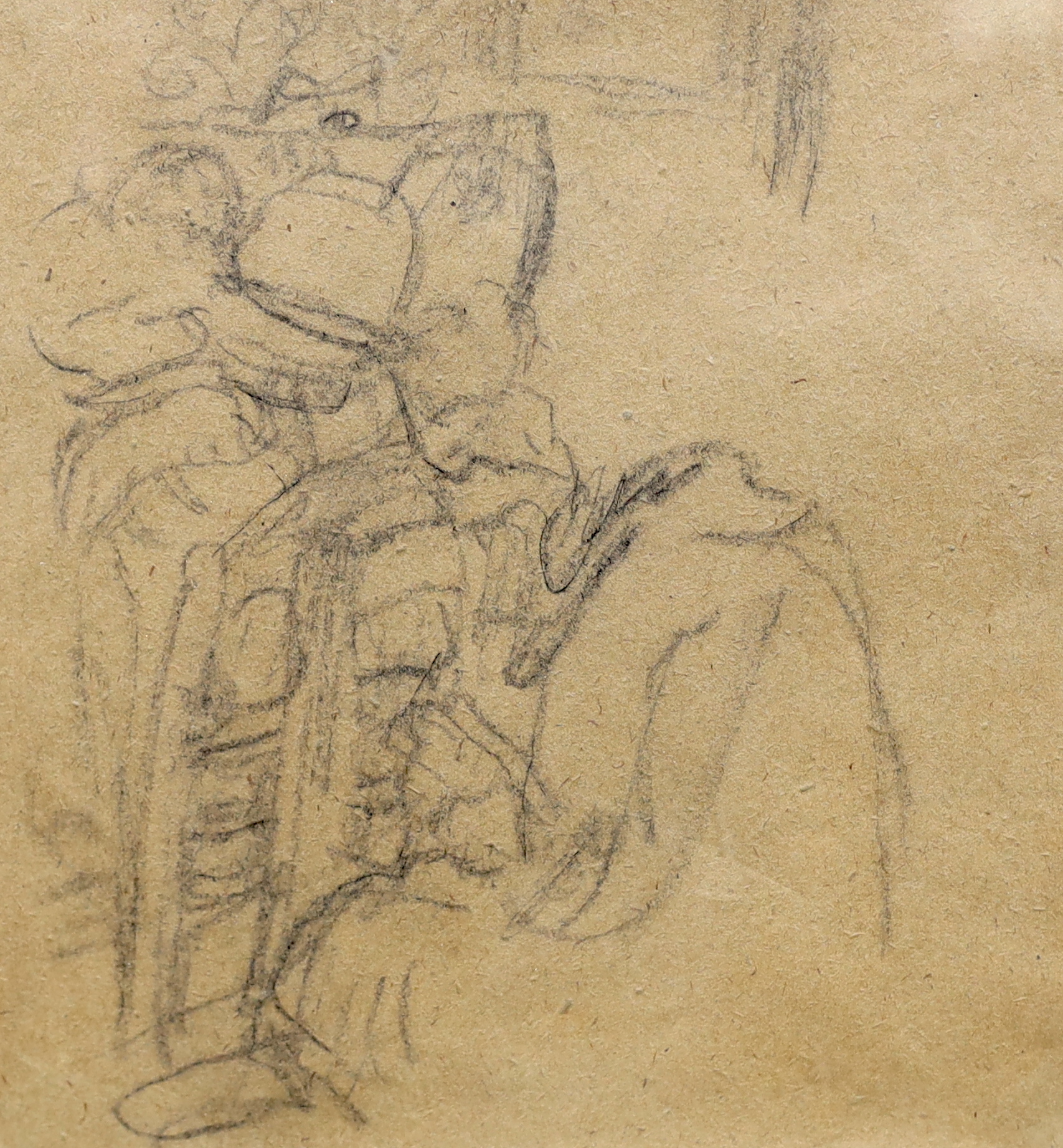 Gwendolen John (Welsh, 1879-1939), Study of four women seated in church, pencil drawing, 16 x 15cm